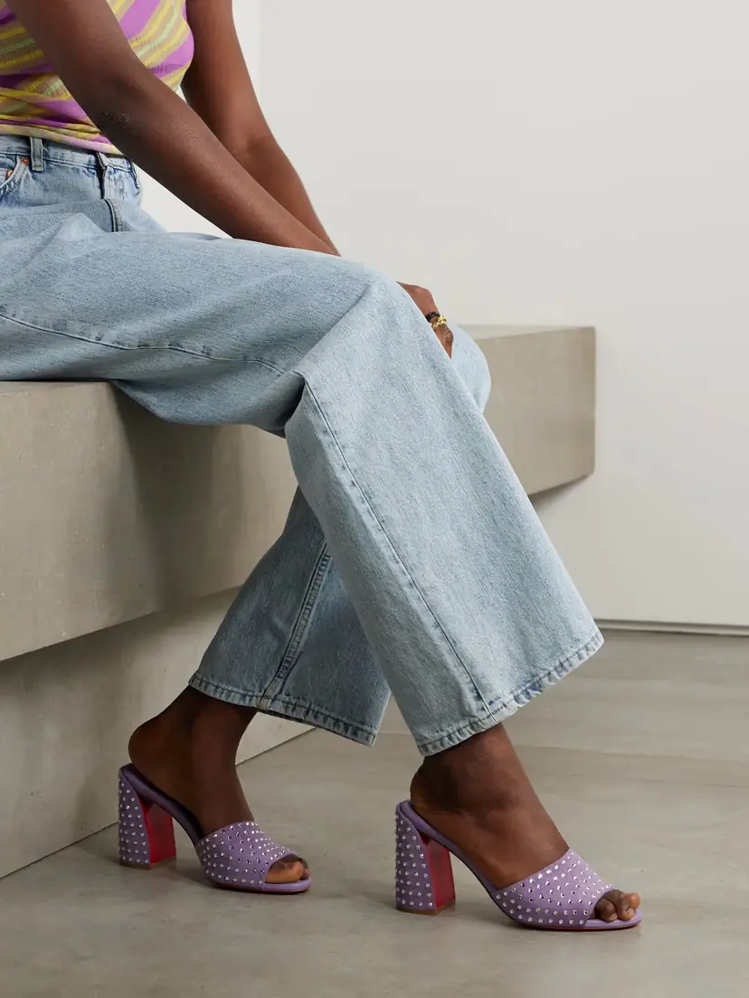 Christian Louboutin Jane 85 Crystal-embellished Suede Mules | Thumbnail 2 Christian Louboutin Jane 85 Crystal-embellished Suede Mules | Thumbnail 2