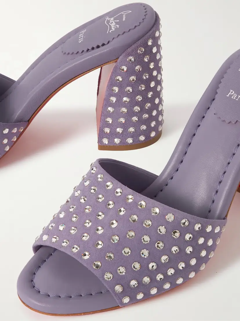 Christian Louboutin Jane 85 Crystal-embellished Suede Mules | Thumbnail 4 Christian Louboutin Jane 85 Crystal-embellished Suede Mules | Thumbnail 4