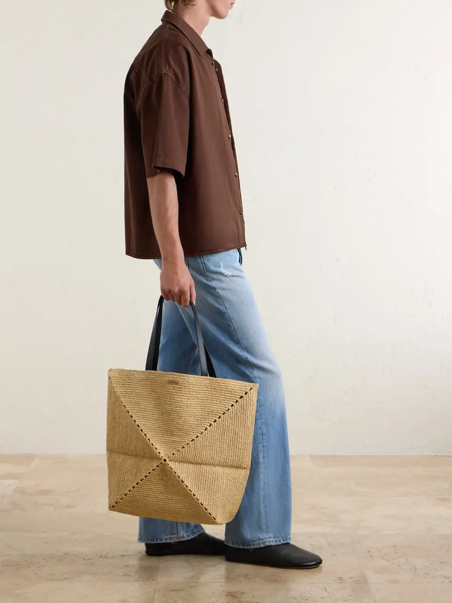 Loewe + Paula's Ibiza Puzzle Fold Large Leather-trimmed Raffia Tote | Thumbnail 2 Loewe + Paula's Ibiza Puzzle Fold Large Leather-trimmed Raffia Tote | Thumbnail 2