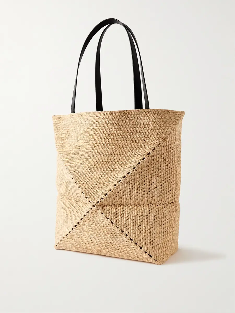 Loewe + Paula's Ibiza Puzzle Fold Large Leather-trimmed Raffia Tote | Thumbnail 3 Loewe + Paula's Ibiza Puzzle Fold Large Leather-trimmed Raffia Tote | Thumbnail 3