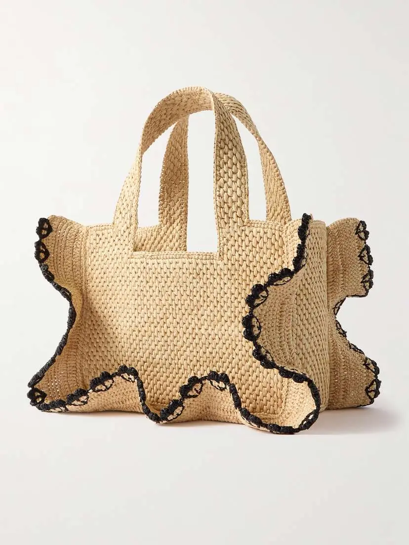 Loewe + Paula's Ibiza Small Ruffled Embroidered Raffia Tote | Thumbnail 3 Loewe + Paula's Ibiza Small Ruffled Embroidered Raffia Tote | Thumbnail 3