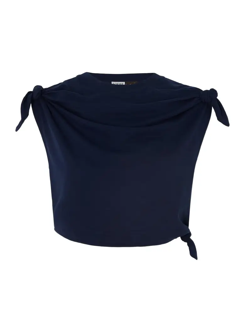 + Paula's Ibiza Cropped Knotted Cotton-blend Jersey T-shirt