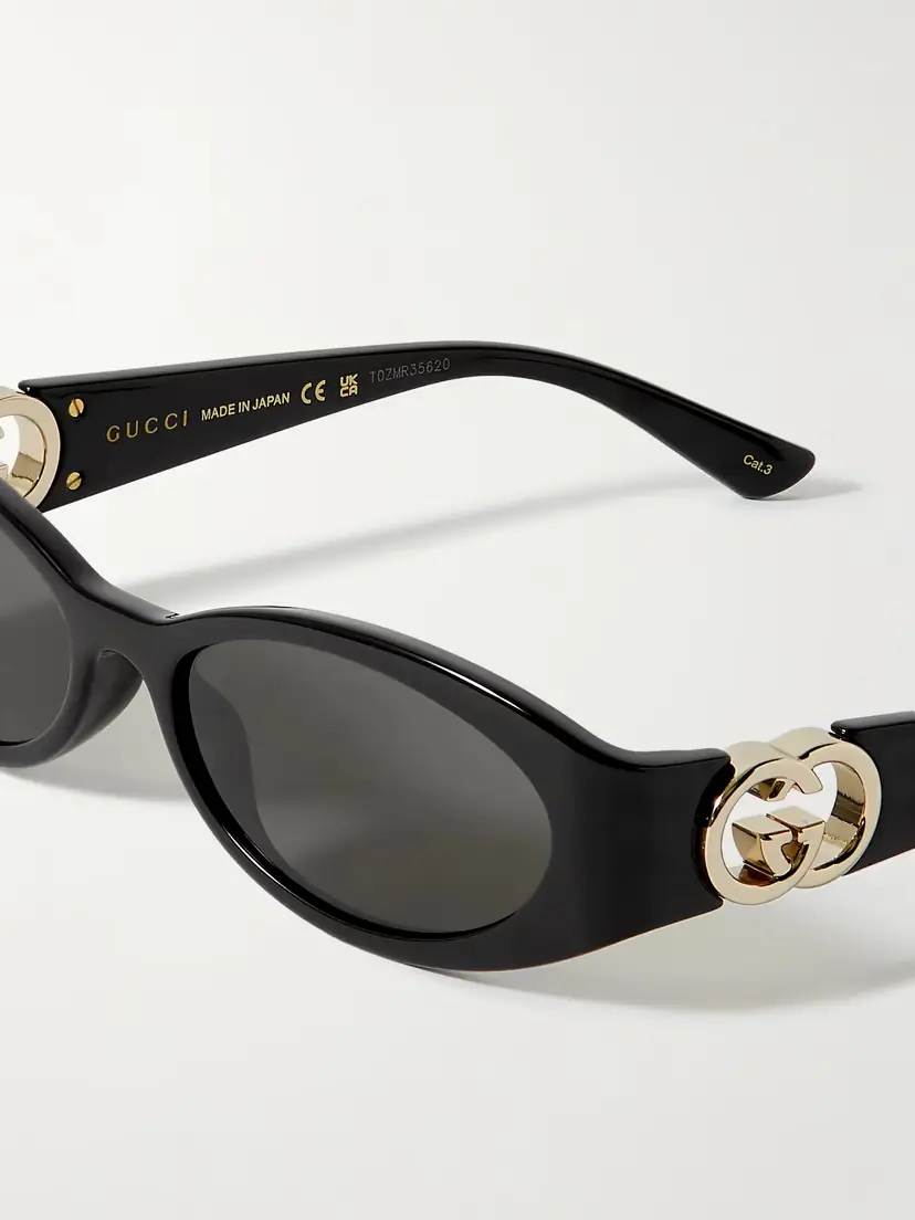 Gucci Eyewear Oval-frame Acetate And Gold-tone Sunglasses | Thumbnail 4 Gucci Eyewear Oval-frame Acetate And Gold-tone Sunglasses | Thumbnail 4