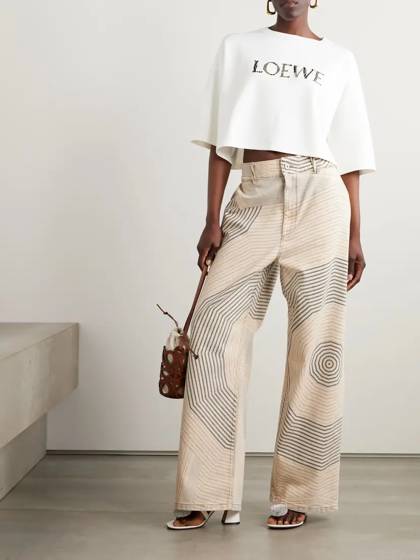 Loewe + Paula's Ibiza Raffia-trimmed Cotton-blend T-shirt | Thumbnail 2 Loewe + Paula's Ibiza Raffia-trimmed Cotton-blend T-shirt | Thumbnail 2