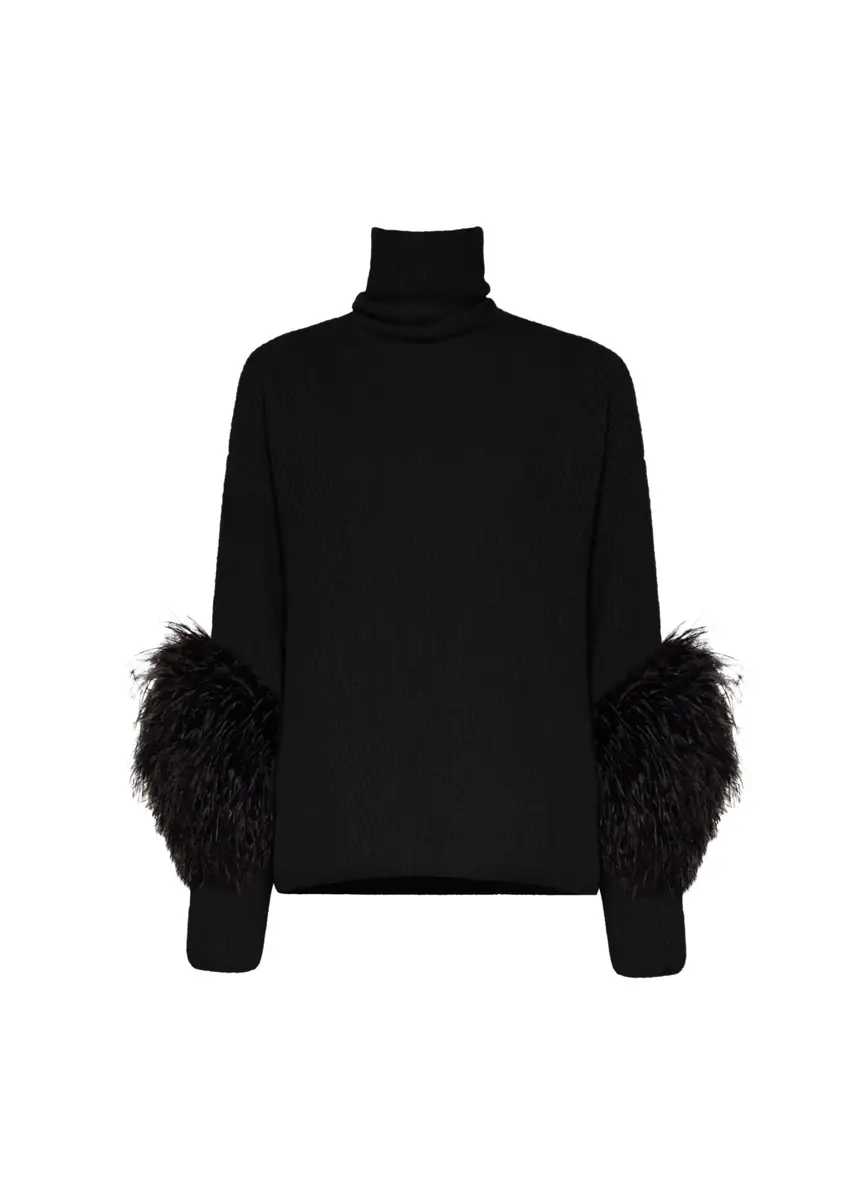 LAPOINTE Cashmere Silk Turtleneck With Feathers | Thumbnail 3