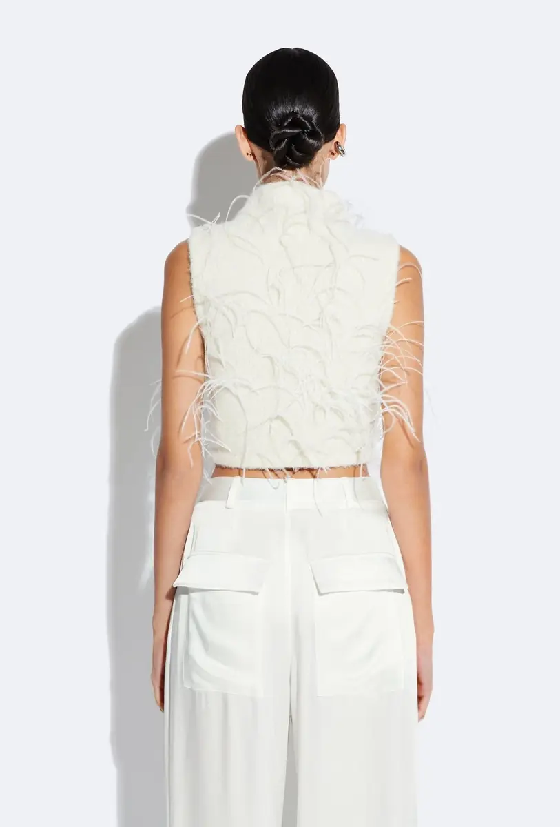 LAPOINTE Knit Tank With Feathers | Thumbnail 2