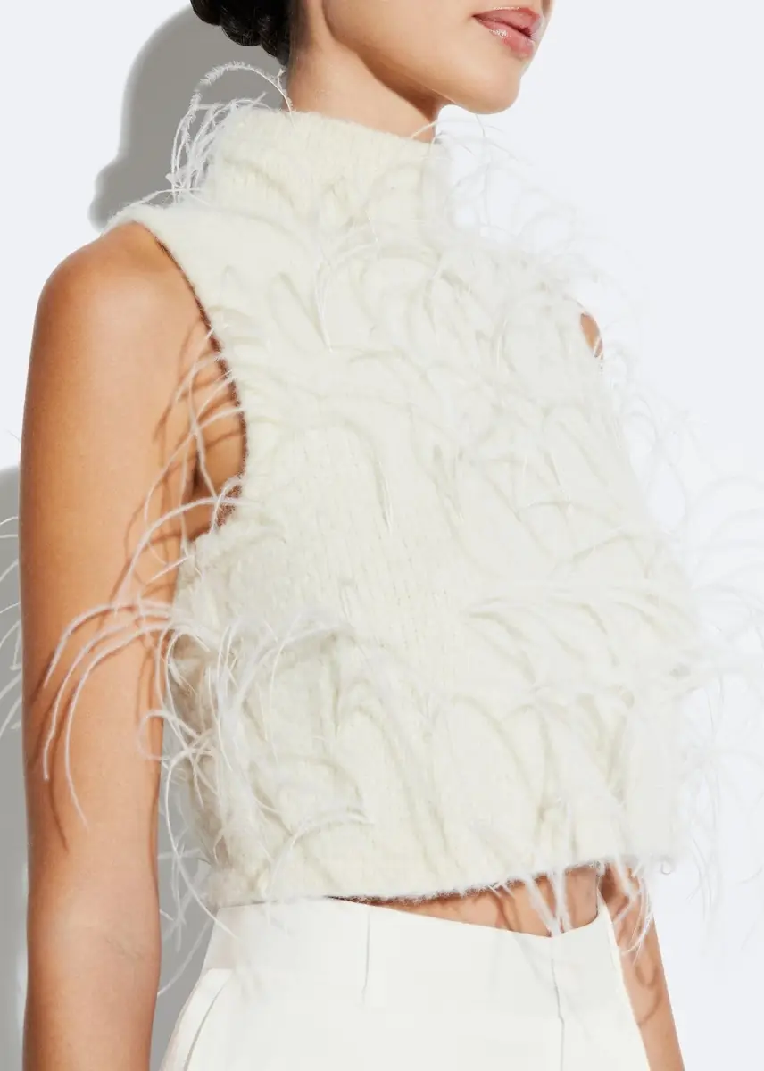 LAPOINTE Knit Tank With Feathers | Thumbnail 3