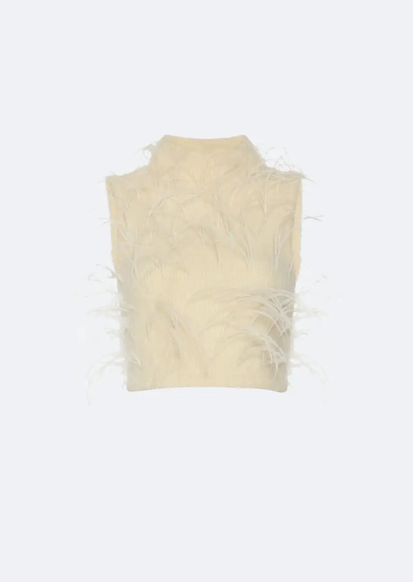 LAPOINTE Knit Tank With Feathers | Thumbnail 4