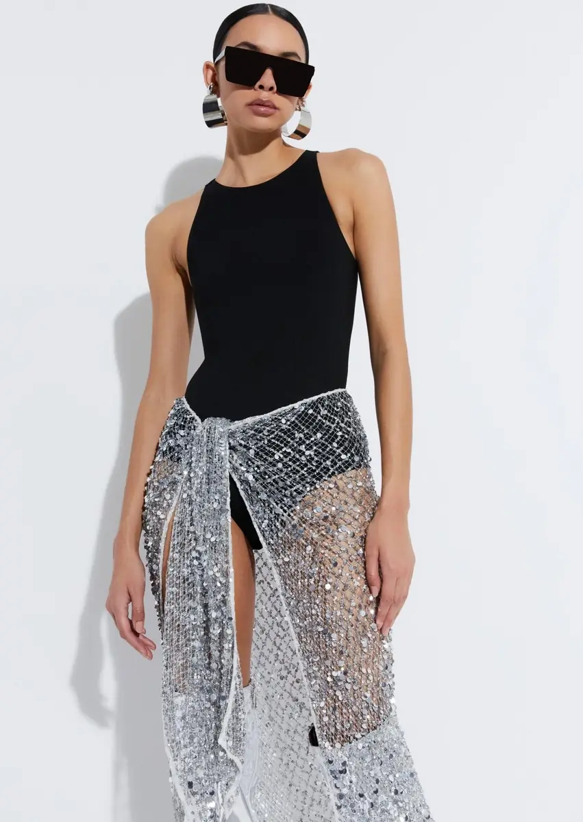 LAPOINTE Mesh Sequin Tie Cover-Up | Thumbnail 3