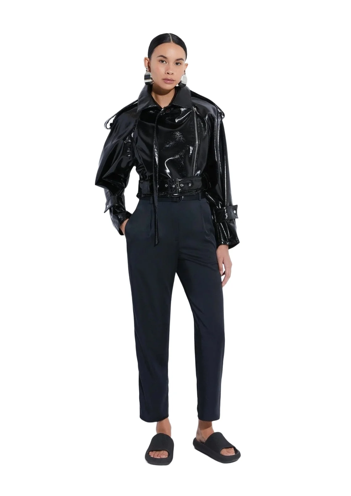 Satin Belted Cropped Pant Satin Belted Cropped Pant