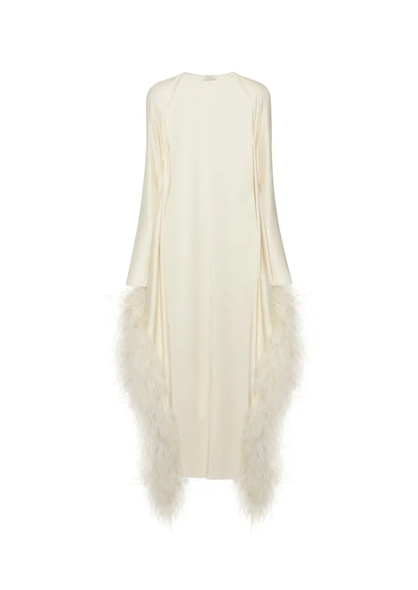 Lapointe Satin Caftan With Feathers | Thumbnail 4