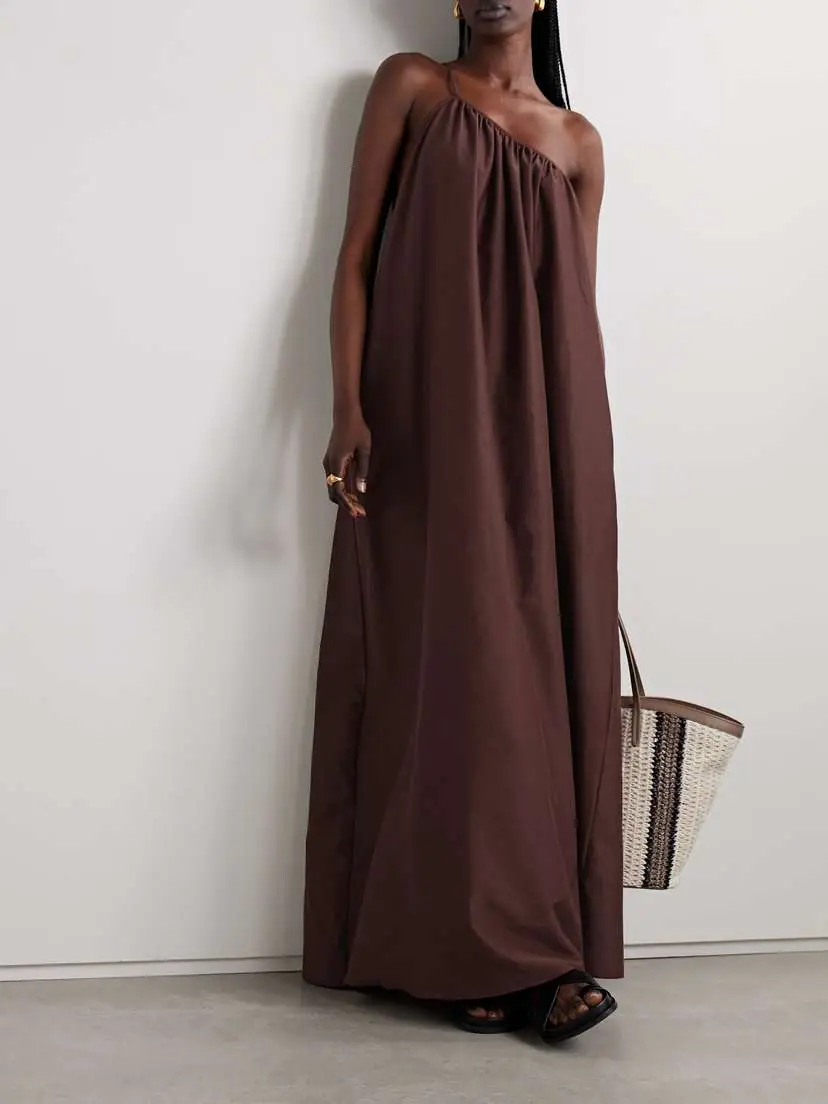 Matteau One-shoulder Organic Cotton And Silk-blend Maxi Dress | Thumbnail 2 Matteau One-shoulder Organic Cotton And Silk-blend Maxi Dress | Thumbnail 2