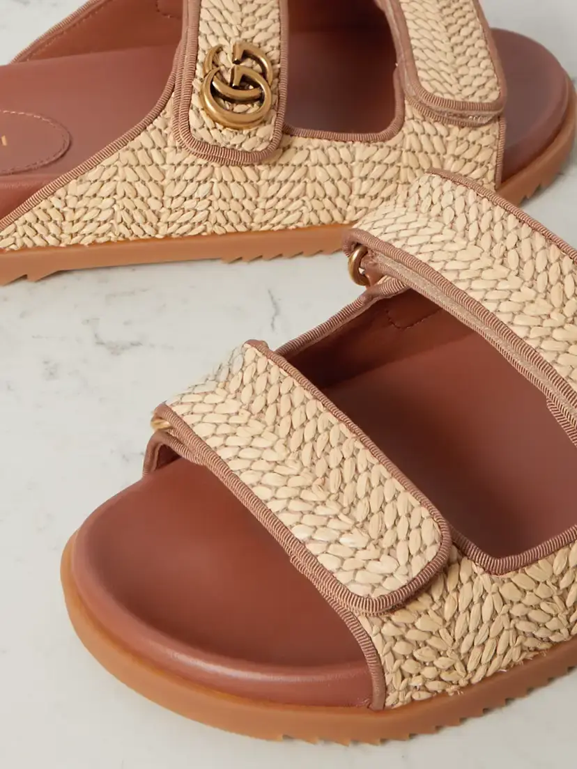 Gucci Moritz Grosgrain-trimmed Raffia Sandals | Thumbnail 4 Gucci Moritz Grosgrain-trimmed Raffia Sandals | Thumbnail 4