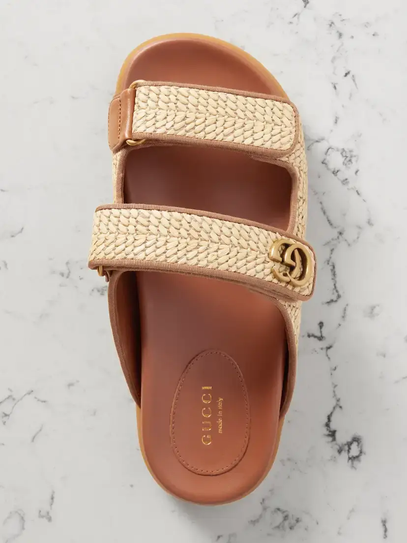 Gucci Moritz Grosgrain-trimmed Raffia Sandals | Thumbnail 5 Gucci Moritz Grosgrain-trimmed Raffia Sandals | Thumbnail 5