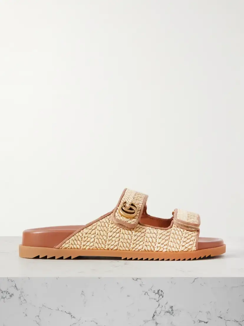 Moritz Grosgrain-trimmed Raffia Sandals