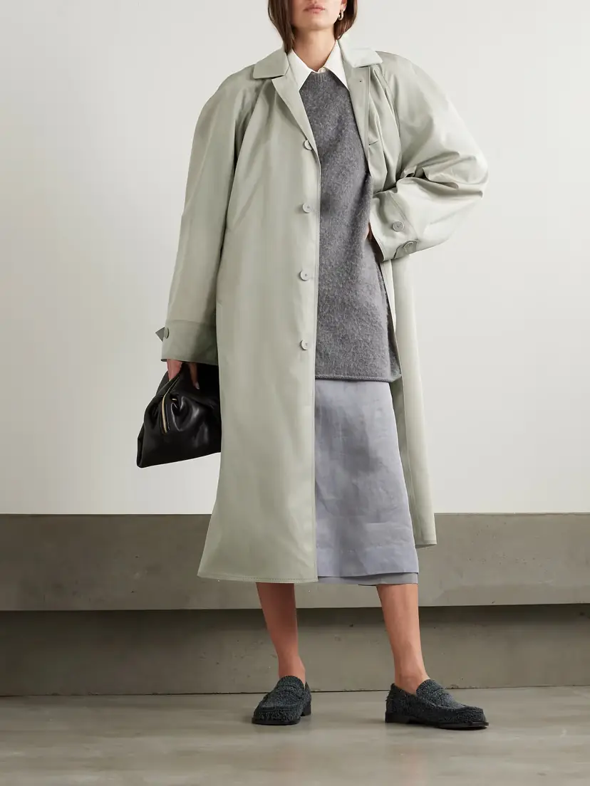 CARVEN Satin-trimmed Gabardine Trench Coat | Thumbnail 2 CARVEN Satin-trimmed Gabardine Trench Coat | Thumbnail 2