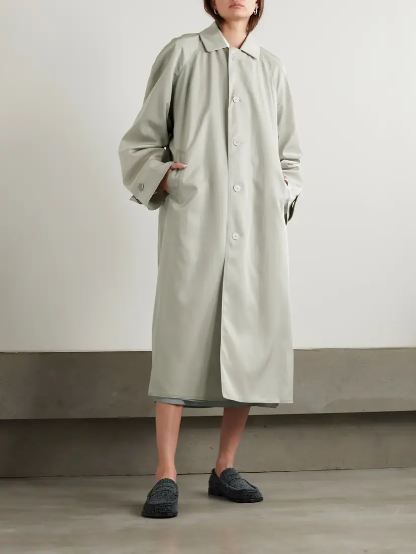 CARVEN Satin-trimmed Gabardine Trench Coat | Thumbnail 3 CARVEN Satin-trimmed Gabardine Trench Coat | Thumbnail 3