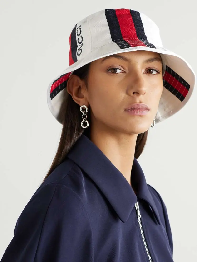Gucci Embroidered Striped Cotton-twill Fedora | Thumbnail 2
