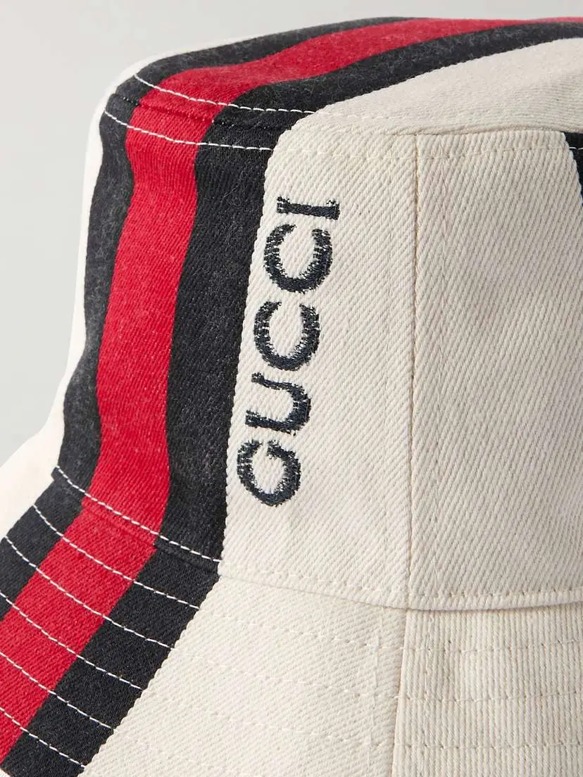 Gucci Embroidered Striped Cotton-twill Fedora | Thumbnail 3