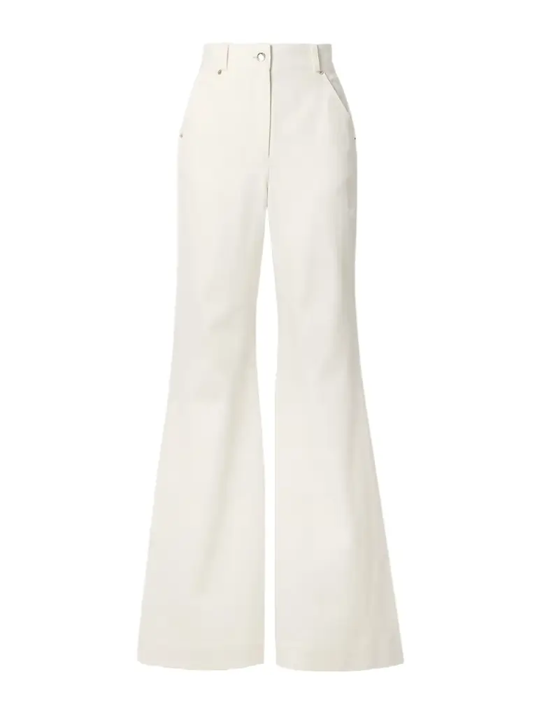 Cotton-twill High-rise Flared Pants