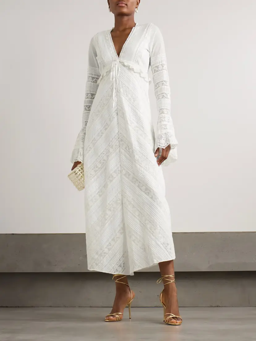 LoveShackFancy Weil Pintucked Lace-trimmed Cotton Maxi Dress | Thumbnail 2 LoveShackFancy Weil Pintucked Lace-trimmed Cotton Maxi Dress | Thumbnail 2
