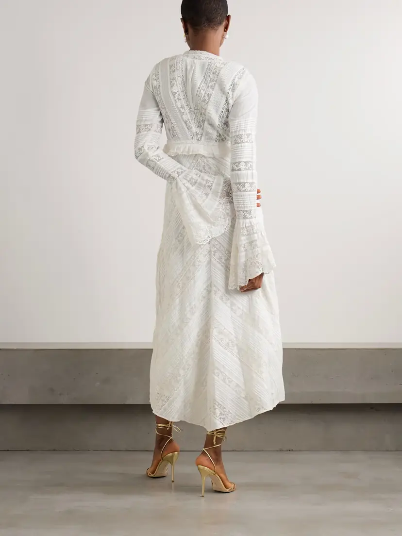 LoveShackFancy Weil Pintucked Lace-trimmed Cotton Maxi Dress | Thumbnail 3 LoveShackFancy Weil Pintucked Lace-trimmed Cotton Maxi Dress | Thumbnail 3