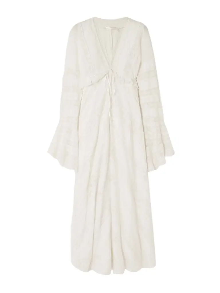 Weil Pintucked Lace-trimmed Cotton Maxi Dress