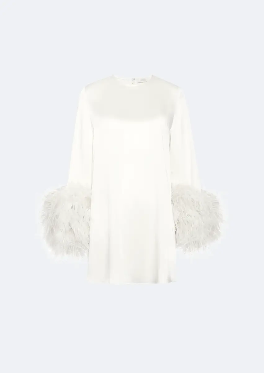 LAPOINTE Satin Dress With Feathers | Thumbnail 3