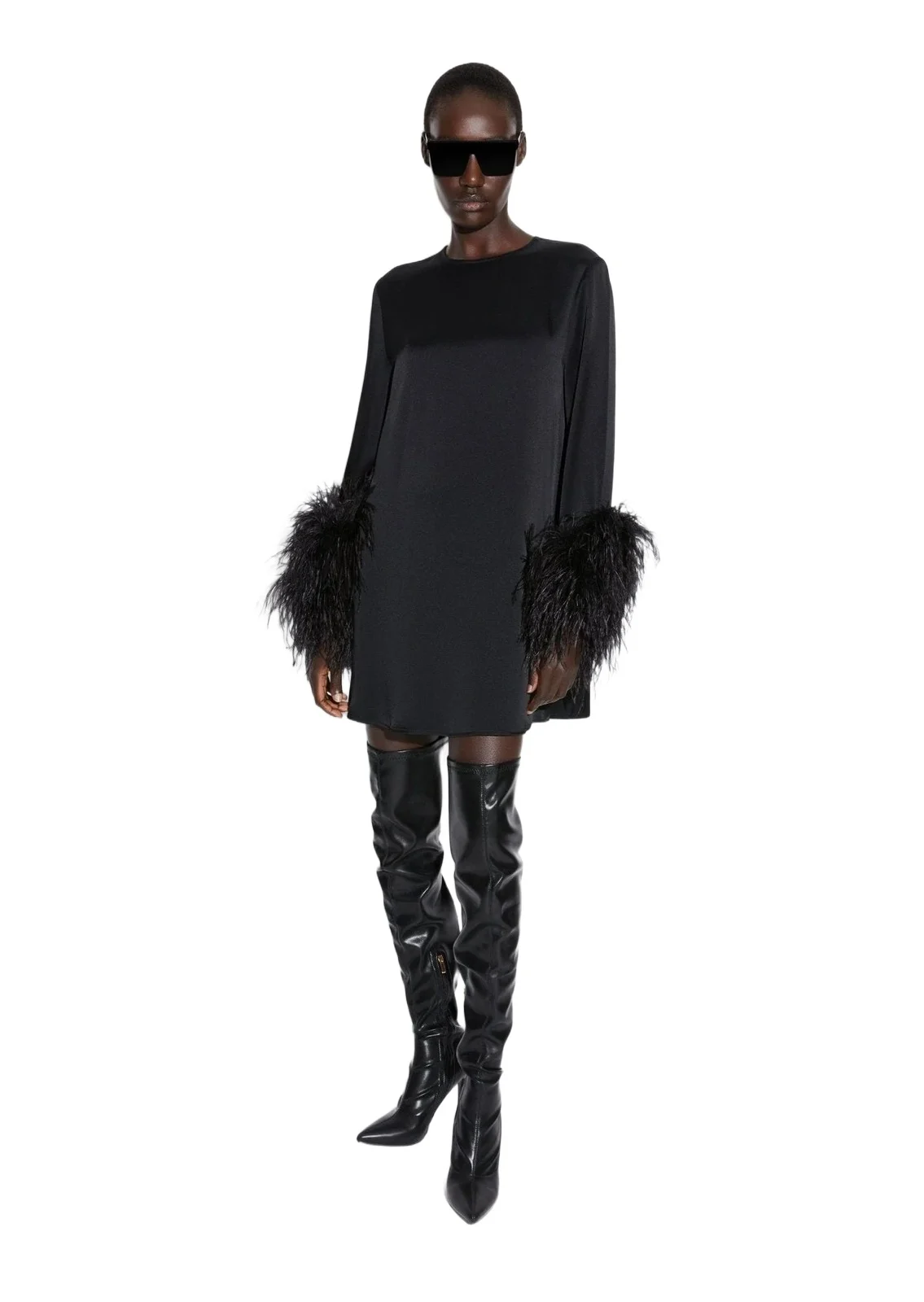 Satin Dress With Feathers Satin Dress With Feathers