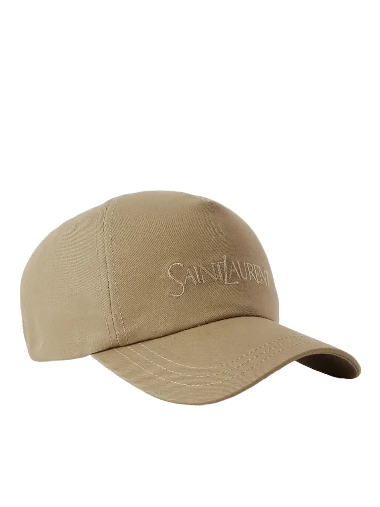 Saint Laurent Embroidered Cotton And Linen-blend Gabardine Baseball Cap | Image 1 Saint Laurent Embroidered Cotton And Linen-blend Gabardine Baseball Cap | Image 1