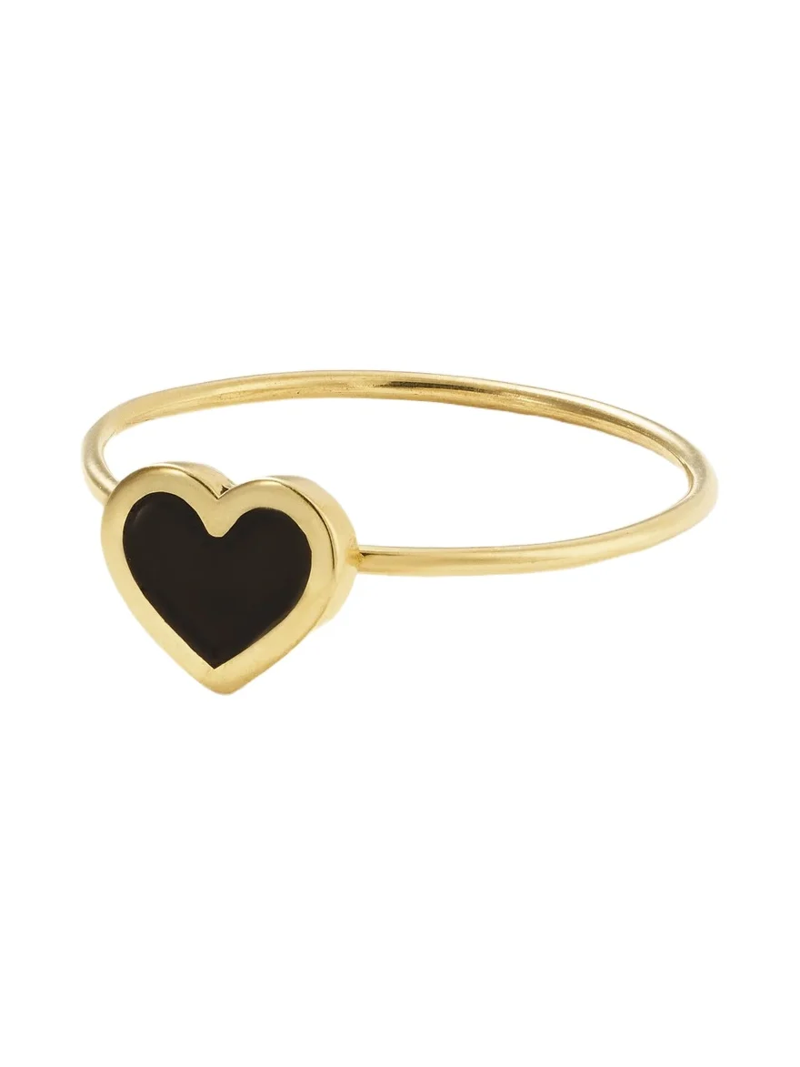 Extra Small Heart 18-karat Gold Onyx Ring Extra Small Heart 18-karat Gold Onyx Ring