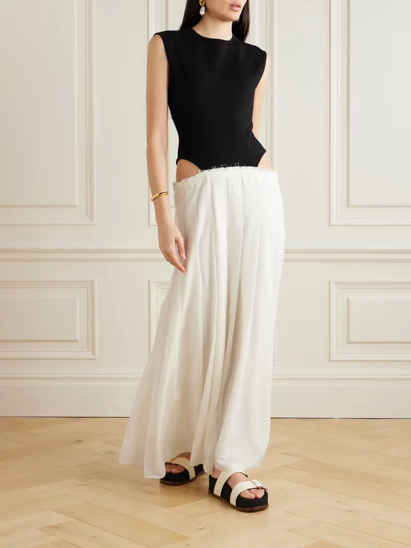 Gabriela Hearst Mina Two-tone Cutout Wool And Cashmere-blend And Pleated Wool Maxi Dress | Thumbnail 2 Gabriela Hearst Mina Two-tone Cutout Wool And Cashmere-blend And Pleated Wool Maxi Dress | Thumbnail 2