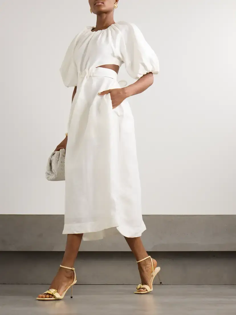 Aje Mimosa Cutout Gathered Linen-blend Midi Dress | Thumbnail 2
