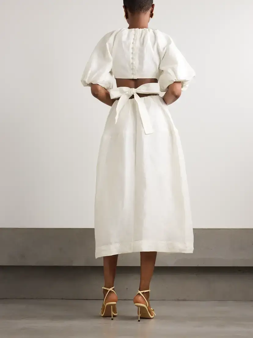 Aje Mimosa Cutout Gathered Linen-blend Midi Dress | Thumbnail 3