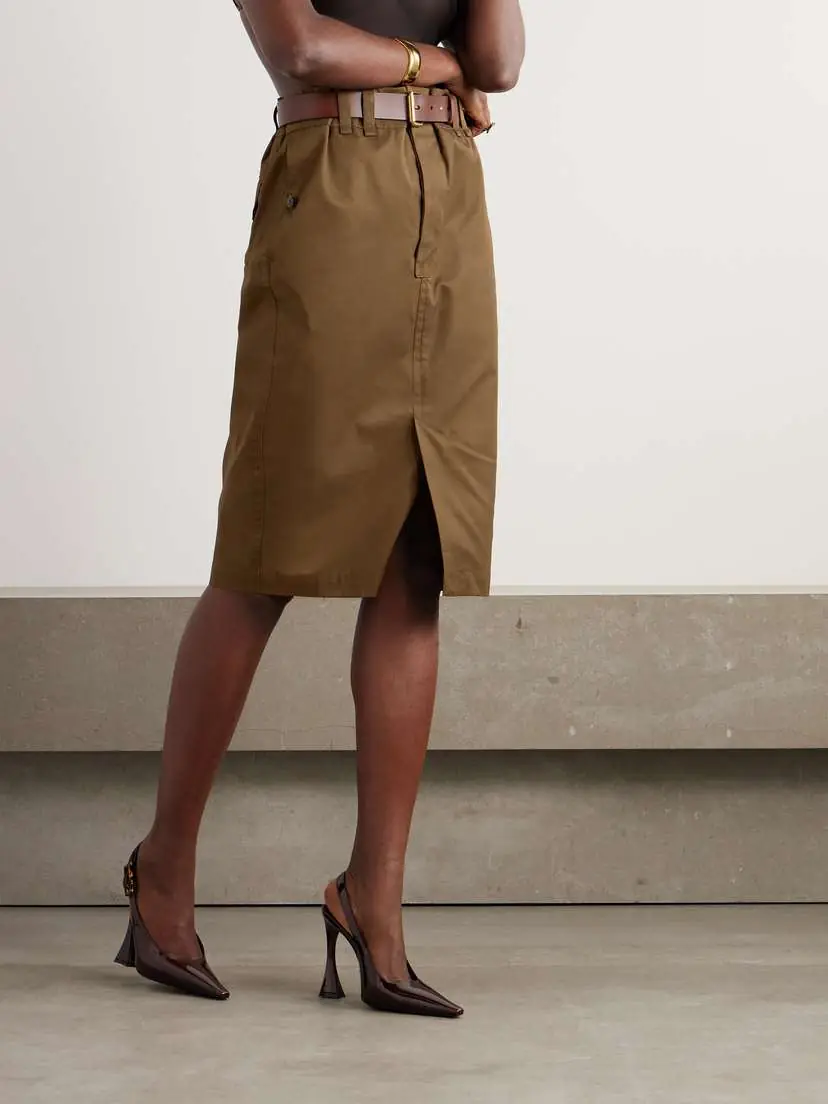 Saint Laurent Belted Cotton-twill Midi Skirt | Thumbnail 3 Saint Laurent Belted Cotton-twill Midi Skirt | Thumbnail 3