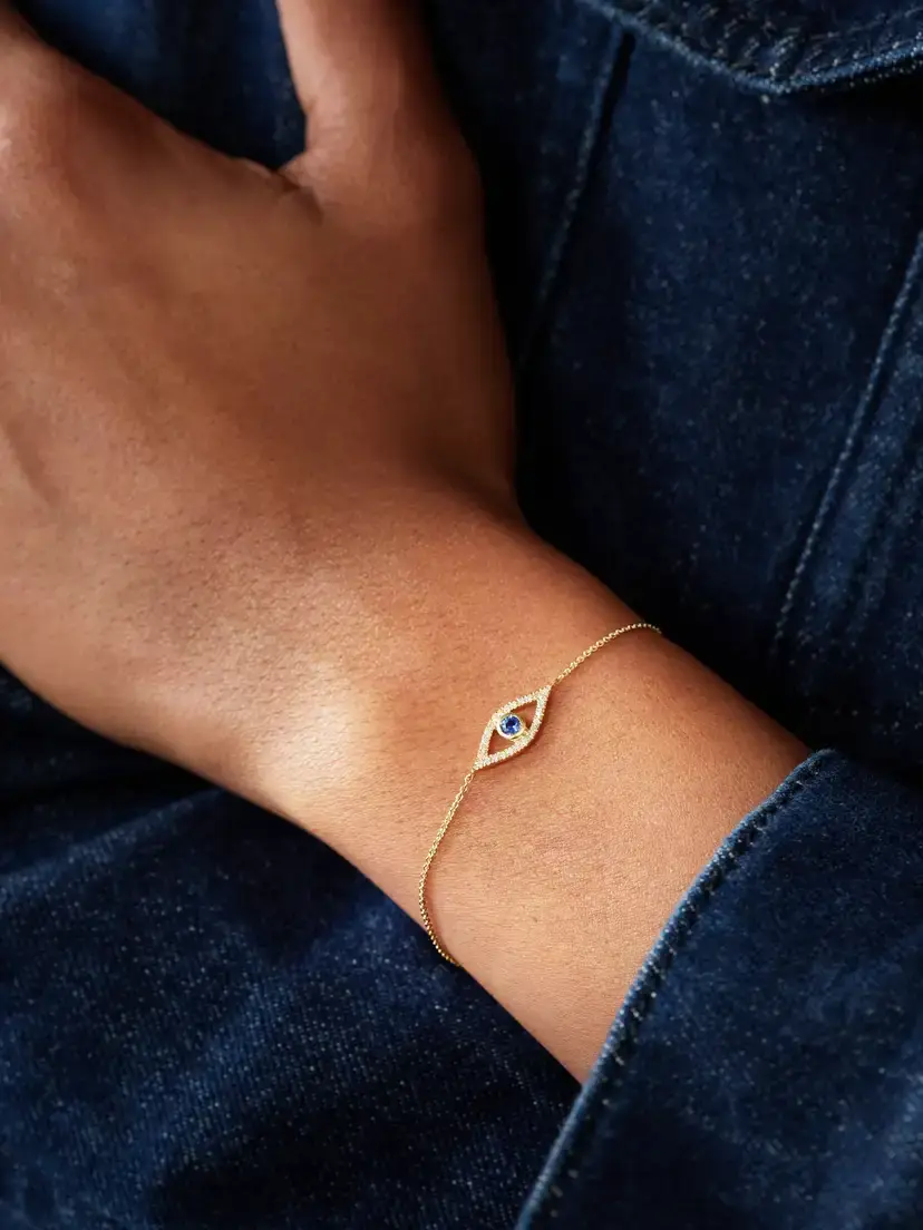 STONE AND STRAND Evil Eye 14-karat Gold, Diamond And Sapphire Bracelet | Thumbnail 2 STONE AND STRAND Evil Eye 14-karat Gold, Diamond And Sapphire Bracelet | Thumbnail 2