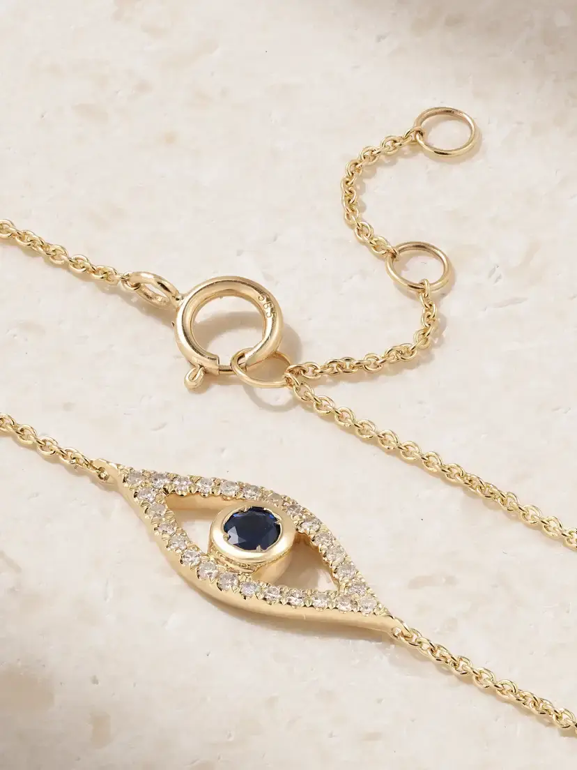 STONE AND STRAND Evil Eye 14-karat Gold, Diamond And Sapphire Bracelet | Thumbnail 3 STONE AND STRAND Evil Eye 14-karat Gold, Diamond And Sapphire Bracelet | Thumbnail 3