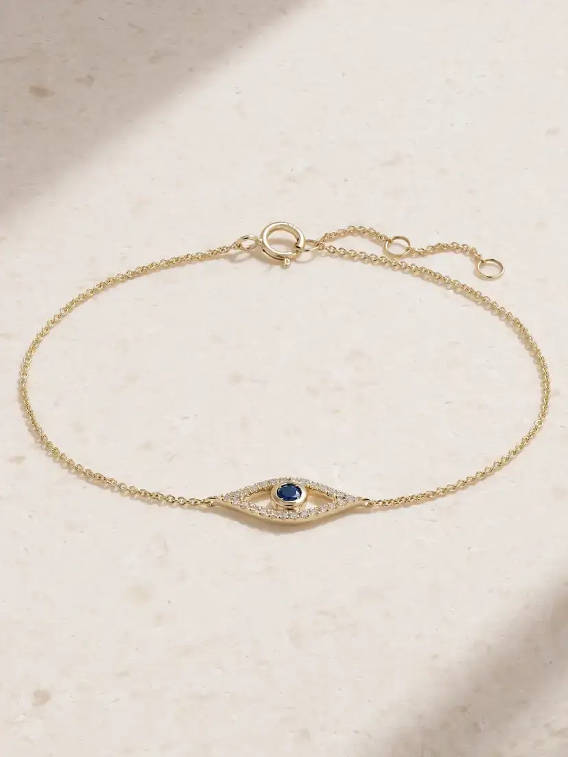 Evil Eye 14-karat Gold, Diamond And Sapphire Bracelet