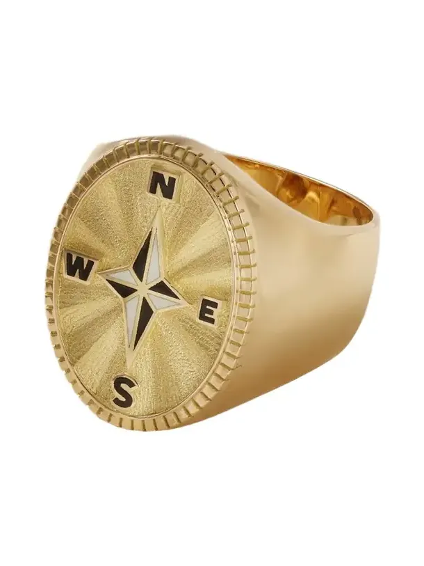 Internal Compass 18-karat Gold And Enamel Signet Ring Internal Compass 18-karat Gold And Enamel Signet Ring