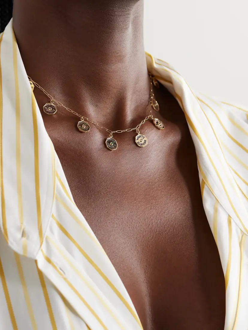 Marlo Laz Wee Porte Bonheur 14-karat Gold Multi-stone Necklace | Thumbnail 2