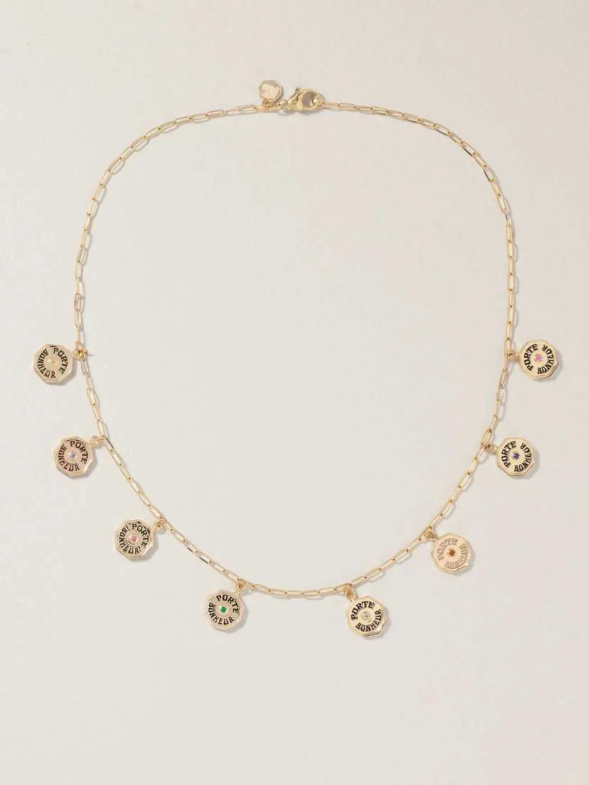 Marlo Laz Wee Porte Bonheur 14-karat Gold Multi-stone Necklace | Thumbnail 4