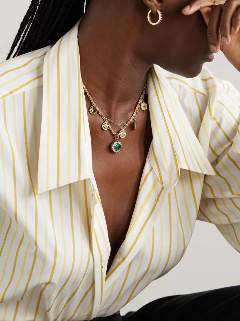 Marlo Laz Wee Porte Bonheur 14-karat Gold Multi-stone Necklace | Thumbnail 5