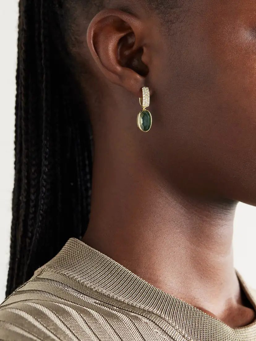 Marla Aaron 18-karat Gold Diamond, Prasiolite And Malachite Earrings | Thumbnail 2 Marla Aaron 18-karat Gold Diamond, Prasiolite And Malachite Earrings | Thumbnail 2