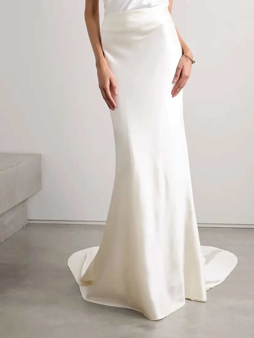 Danielle Frankel Dree Wool And Silk-blend Charmeuse Maxi Skirt | Thumbnail 3 Danielle Frankel Dree Wool And Silk-blend Charmeuse Maxi Skirt | Thumbnail 3