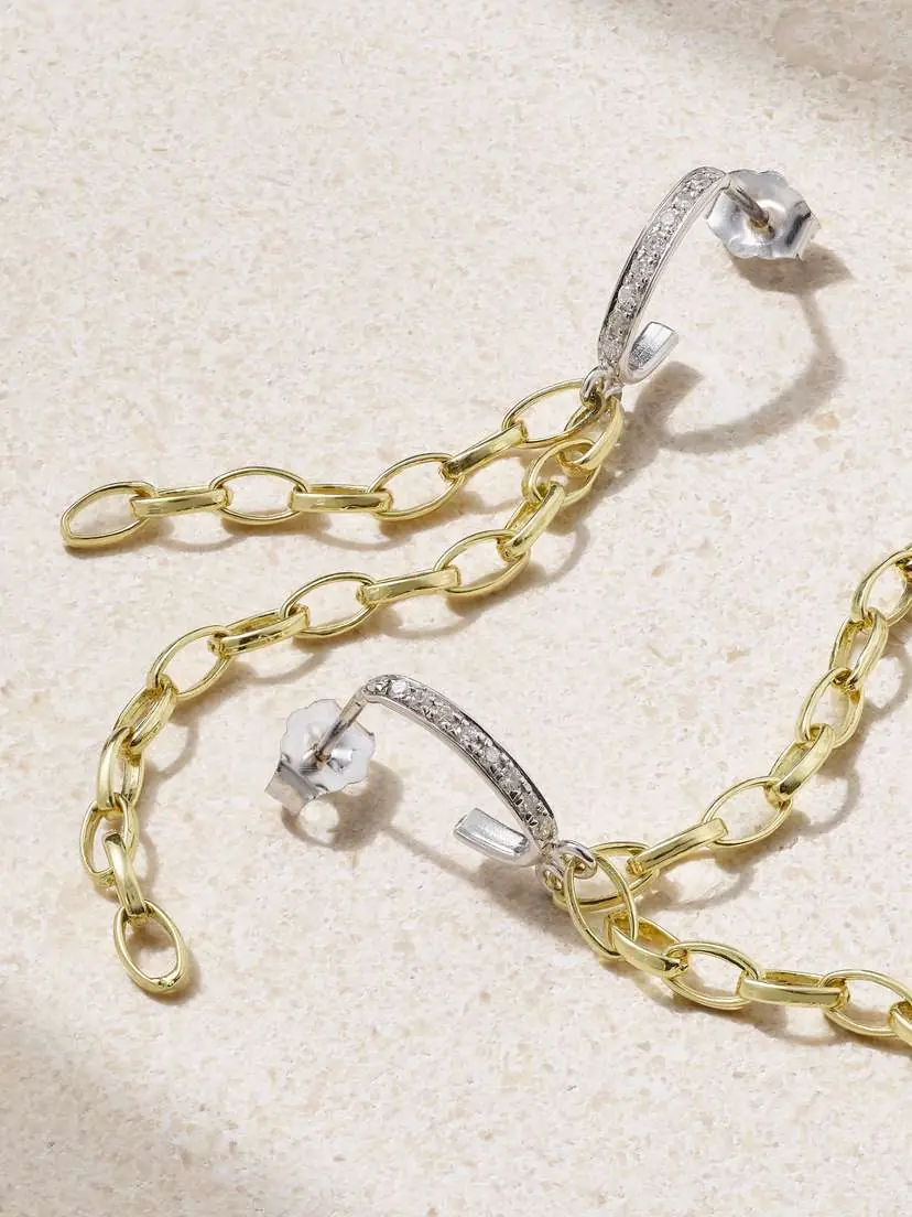 Jennifer Meyer Edith 18-karat Yellow And White Gold Diamond Earrings | Thumbnail 3