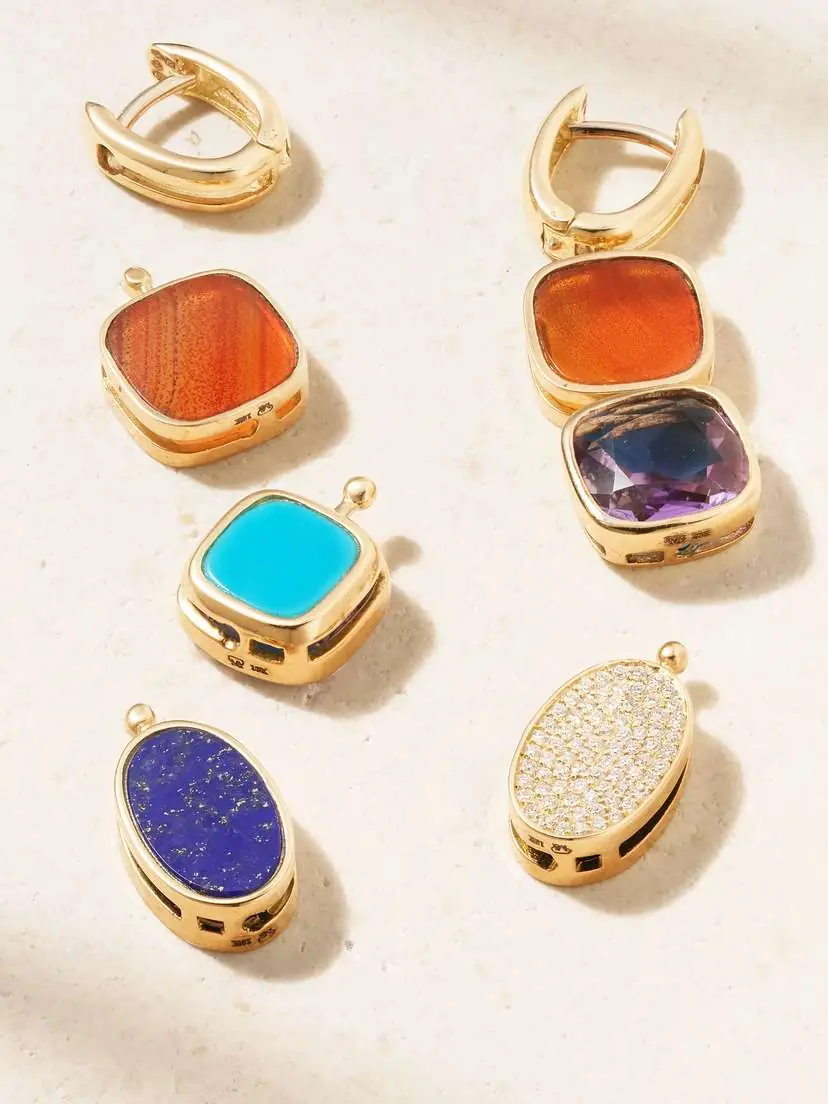 Marla Aaron 18-karat Gold Multi-stone Earrings | Thumbnail 4 Marla Aaron 18-karat Gold Multi-stone Earrings | Thumbnail 4