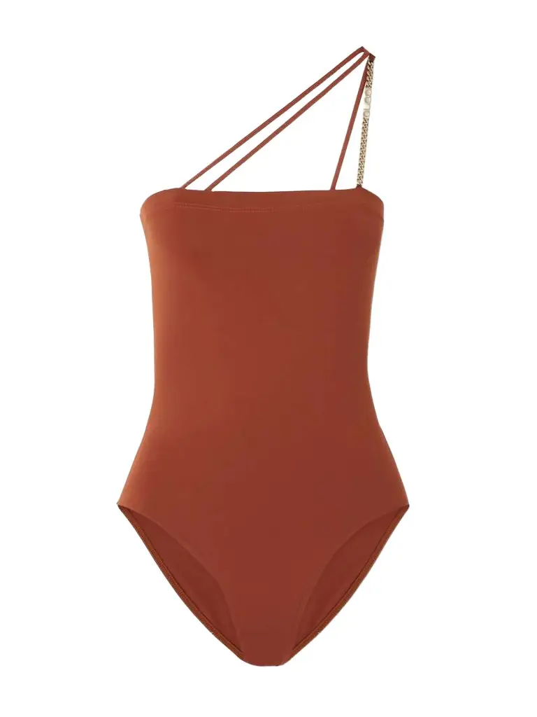 One-shoulder Chain-embellished Swimsuit