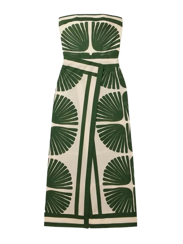 Ancient Peru Strapless Shirred Printed Cotton-voile Maxi Dress