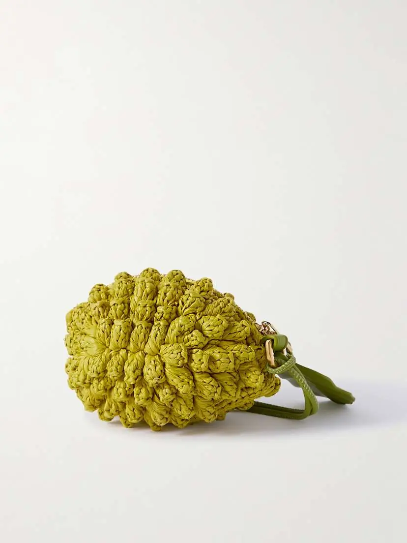 Loewe + Paula's Ibiza Lemon Leather-trimmed Raffia Coin Purse - - One size | Thumbnail 3