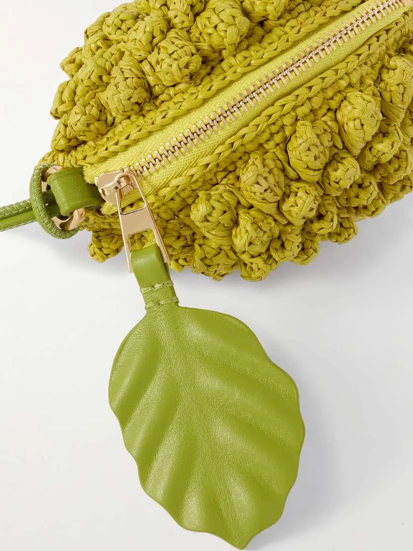 Loewe + Paula's Ibiza Lemon Leather-trimmed Raffia Coin Purse - - One size | Thumbnail 4